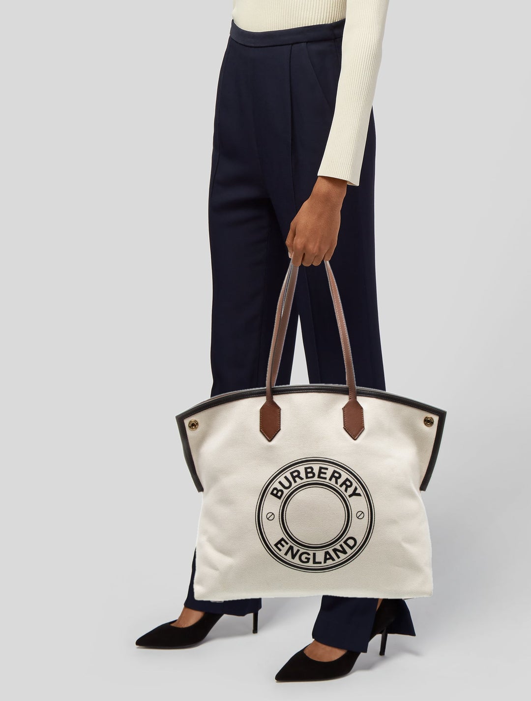 B.U.R.B.E.R.R.Y Large Logo Graphic Cotton Canvas Society Tote