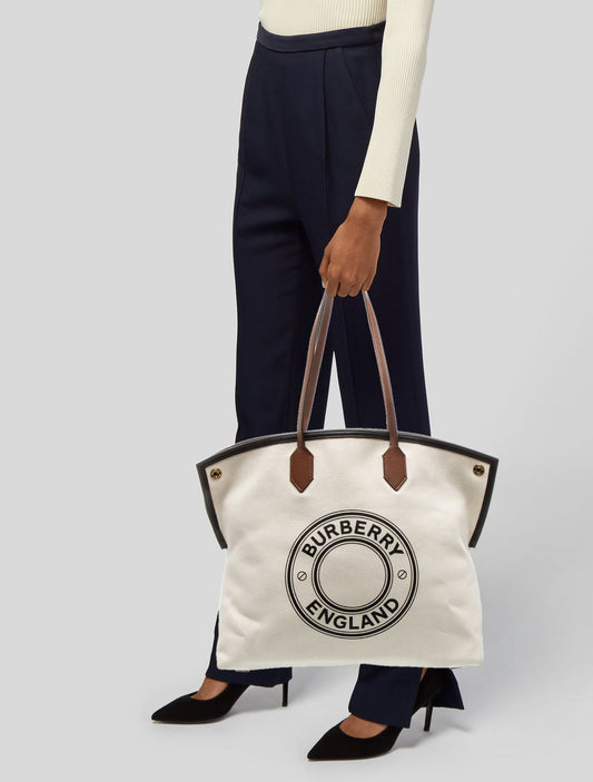 B.U.R.B.E.R.R.Y Large Logo Graphic Cotton Canvas Society Tote