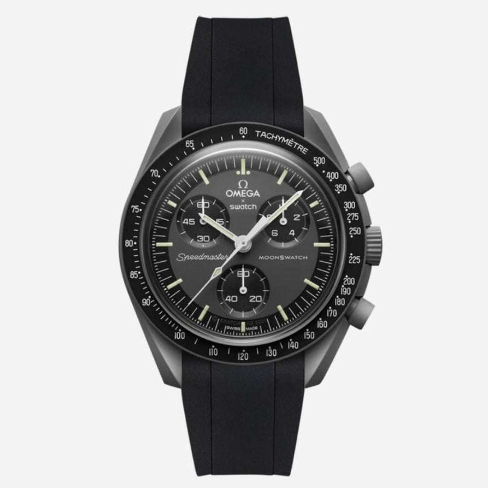 O.m.e.g.a X S.w.a.t.c.h Rubber Strap - For Mission to the Moon | Omega X Swatch | MoonSwatch - Black