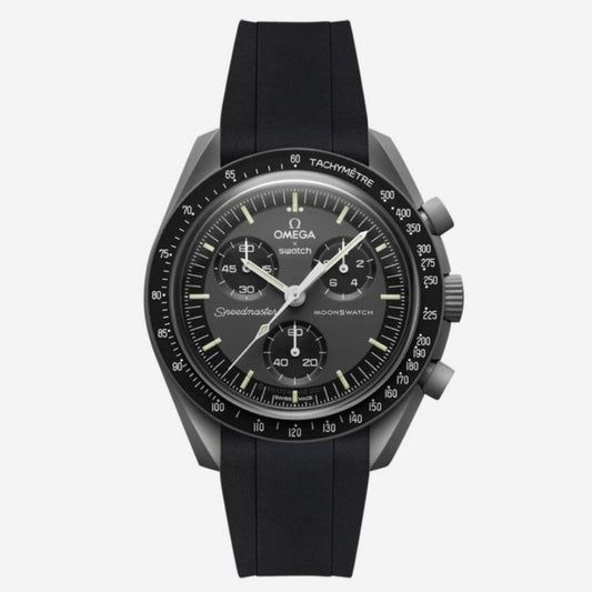 O.m.e.g.a X S.w.a.t.c.h Rubber Strap - For Mission to the Moon | Omega X Swatch | MoonSwatch - Black