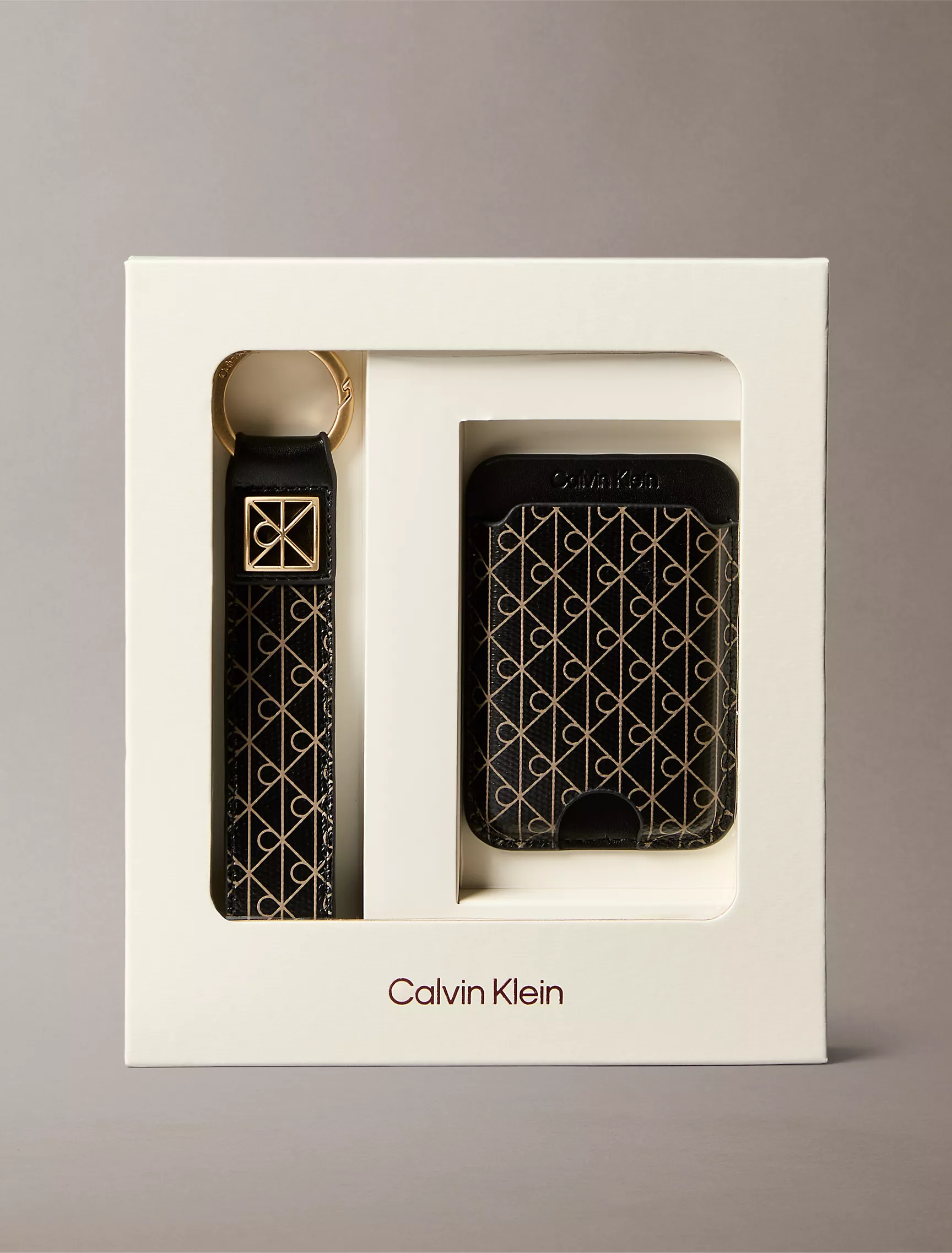 CALVIN KLEIN Allover Monogram Key Fob and Card Case