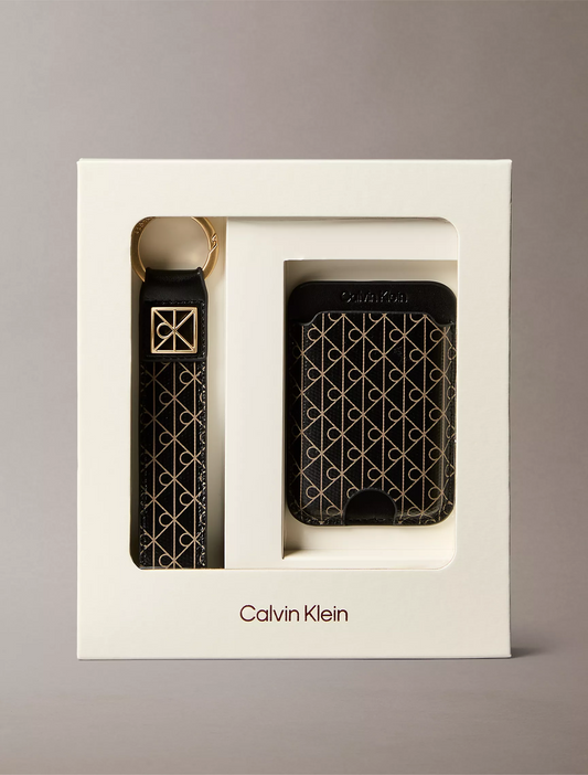 CALVIN KLEIN Allover Monogram Key Fob and Card Case