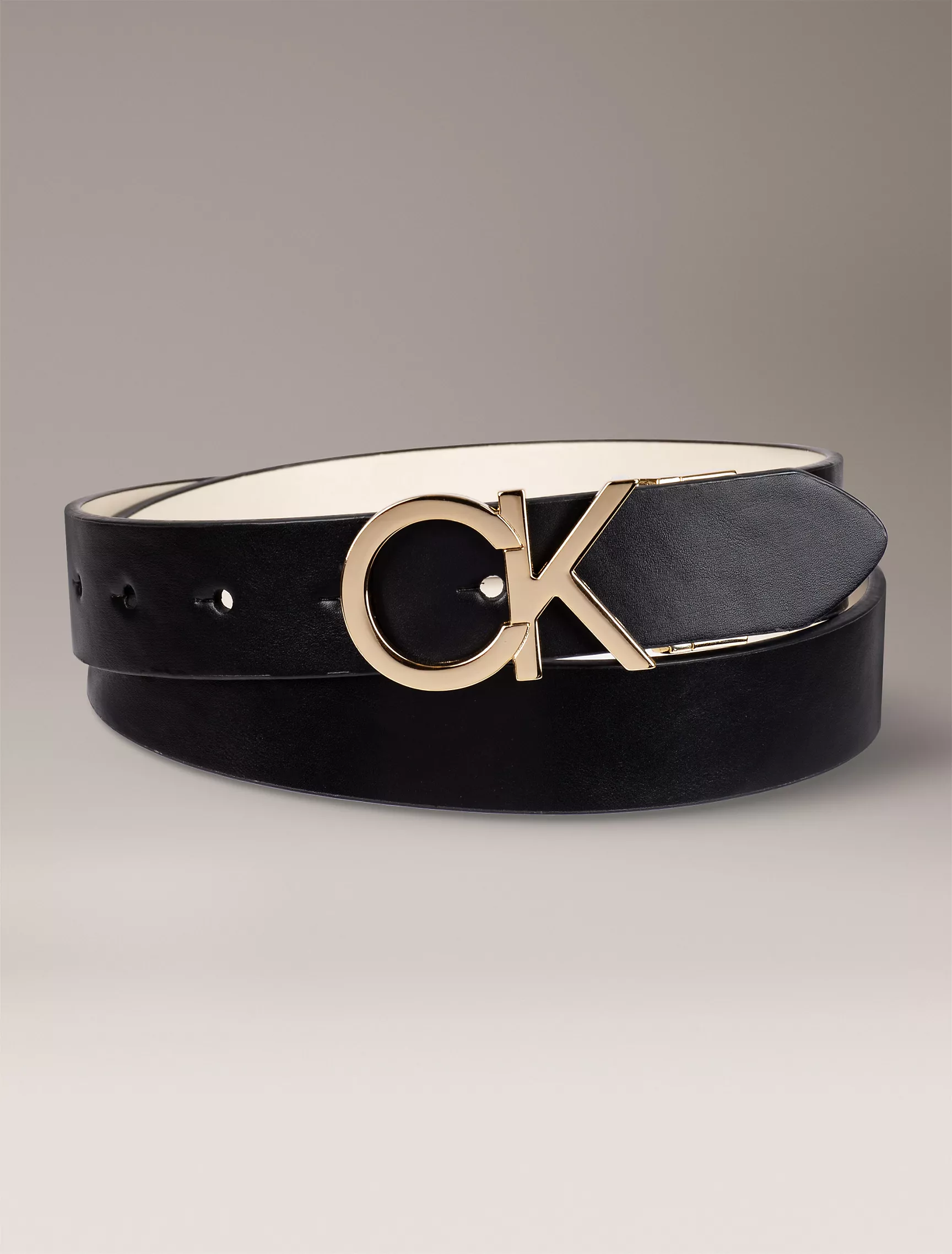 CALVIN KLEIN Monogram Logo Plaque Reversible Belt