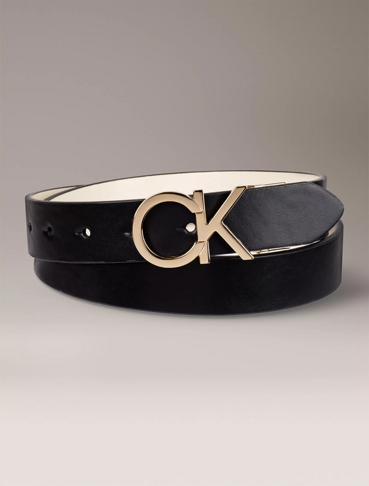 CALVIN KLEIN Monogram Logo Plaque Reversible Belt