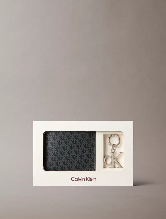 CALVIN KLEIN Refined Leather Wallet + Key Ring Gift Set