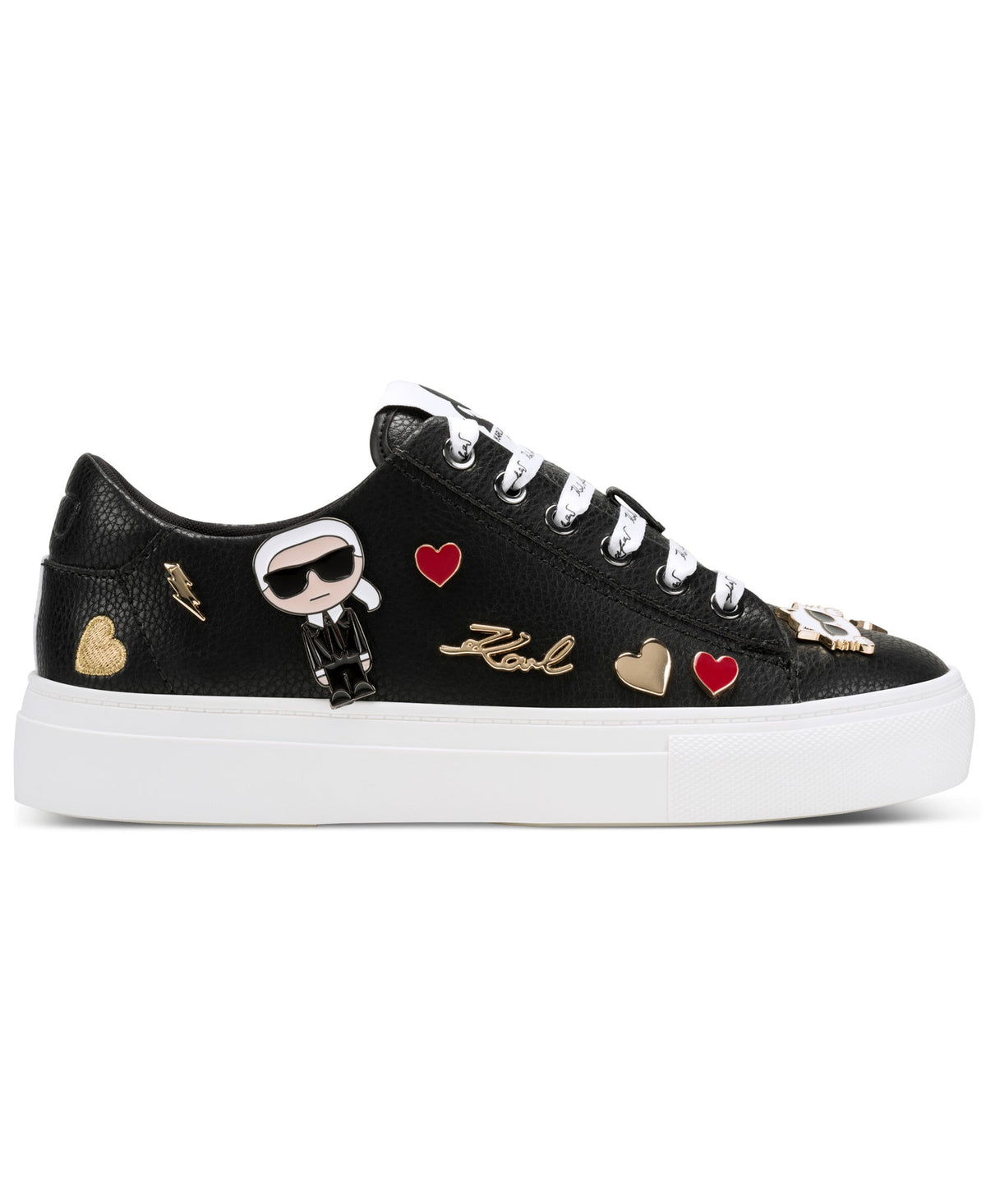 K.A.R.L L.A.G.E.R.F.E.L.D CATE LEATHER EMOJI PIN SNEAKER
