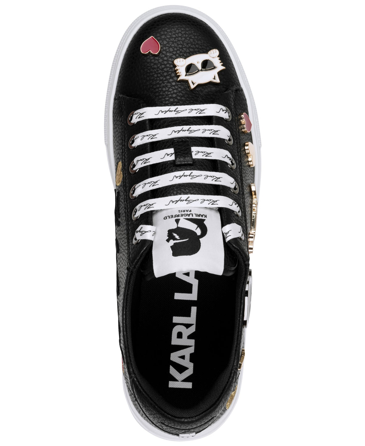 K.A.R.L L.A.G.E.R.F.E.L.D CATE LEATHER EMOJI PIN SNEAKER