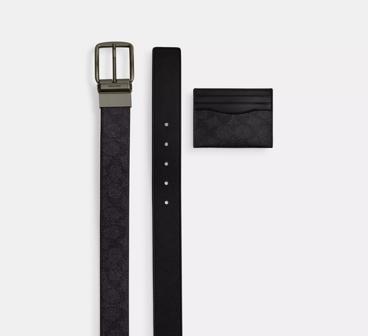 C.O.A.C.H REVERSIBLE BELT & CARD HOLDER