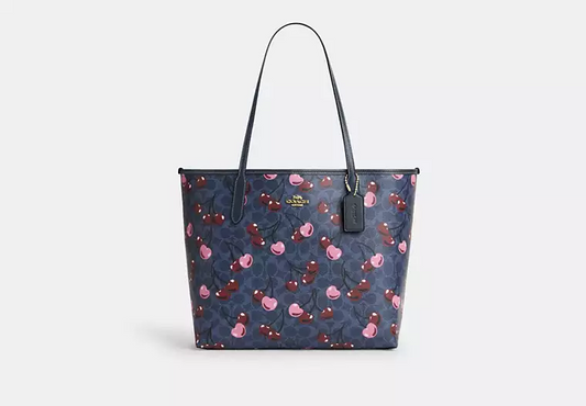 C.O.A.C.H City Tote Bag In Signature Canvas With Cherry Print