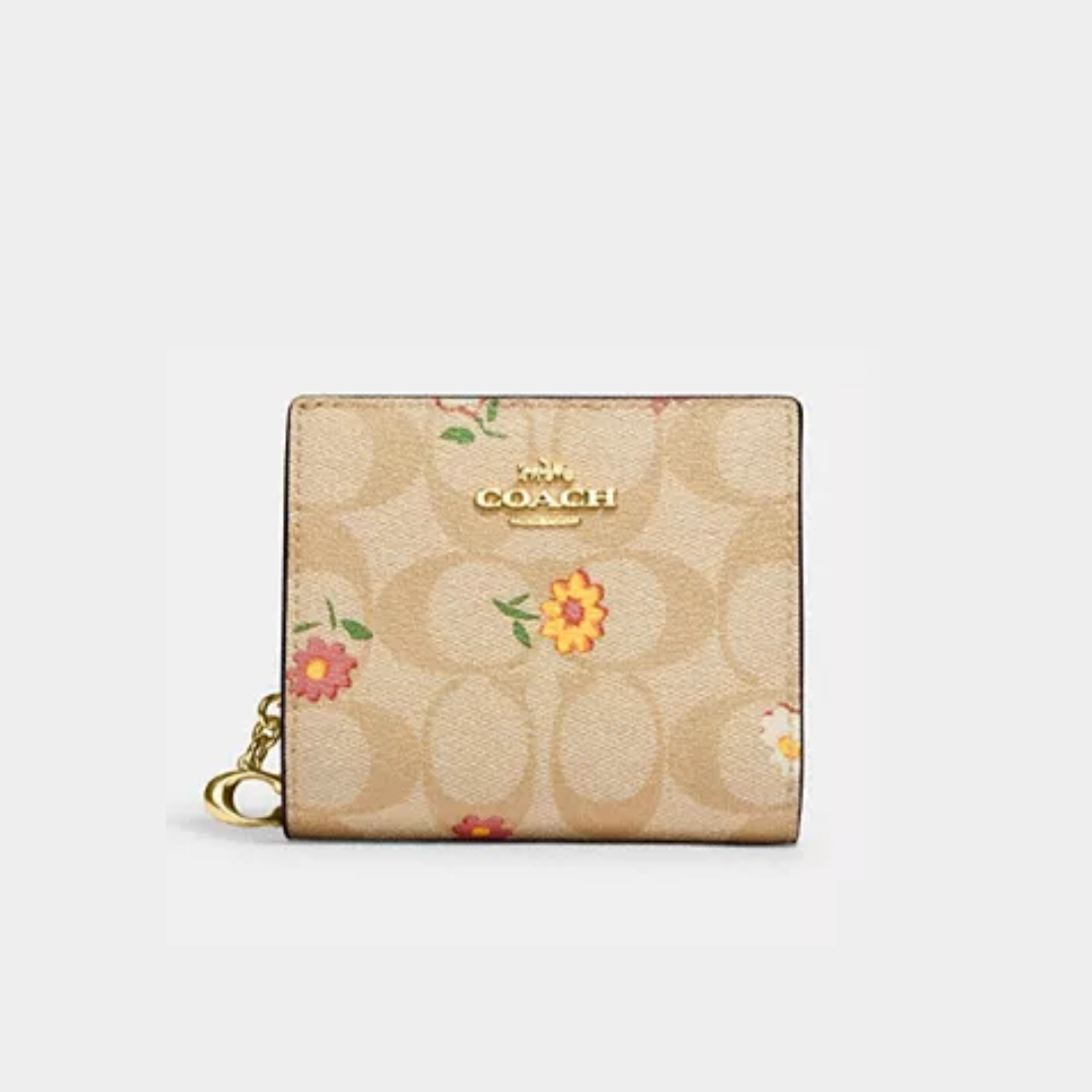 C.O.A.C.H Snap Wallet In Signature Canvas With Nostalgic Ditsy Print ...