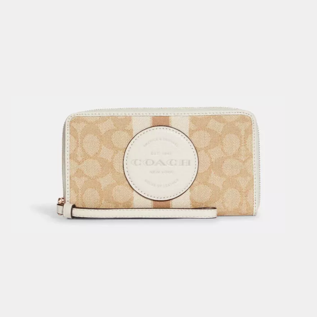C.O.A.C.H Dempsey Large Phone Wallet In Signature Jacquard With Stripe And Coach Patch
