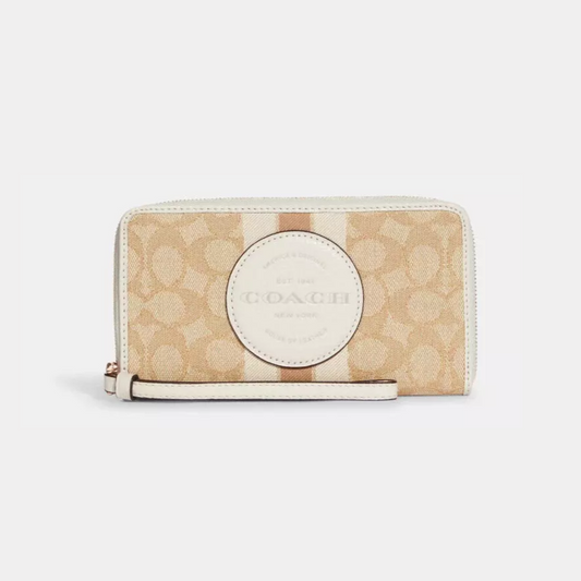 C.O.A.C.H Dempsey Large Phone Wallet In Signature Jacquard With Stripe And Coach Patch