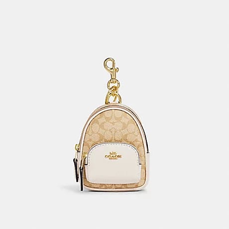 C.O.A.C.H Mini Court Backpack Bag Charm In Signature Canvas KEY CHAIN