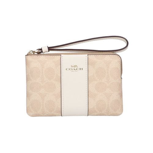 C.O.A.C.H Corner Zip Wristlet In Signature Canvas With Stripe