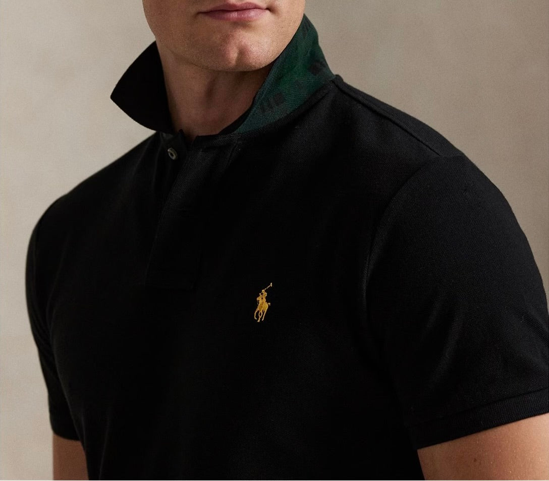 P.o-L.O R.A-L.P.H L.A.U-R.E.N The Iconic Mesh Polo Shirt Custom Slim Fit Black/Yellow