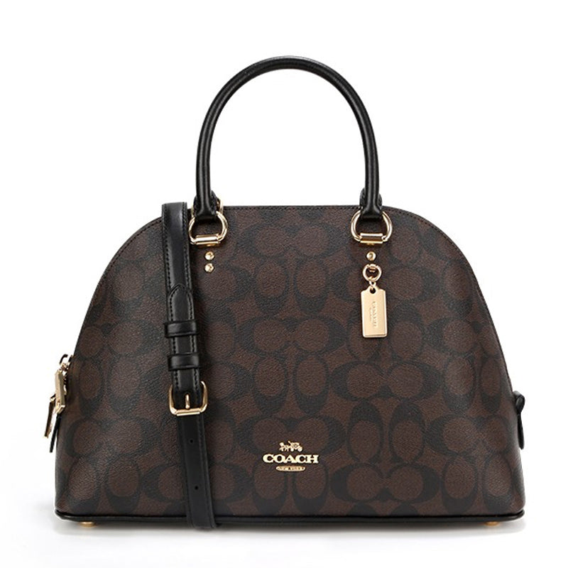 COACH Crossgrain Katy Satchel Bag with Detachable Strap for Shoulder/Crossbody Wear in Elegant Black