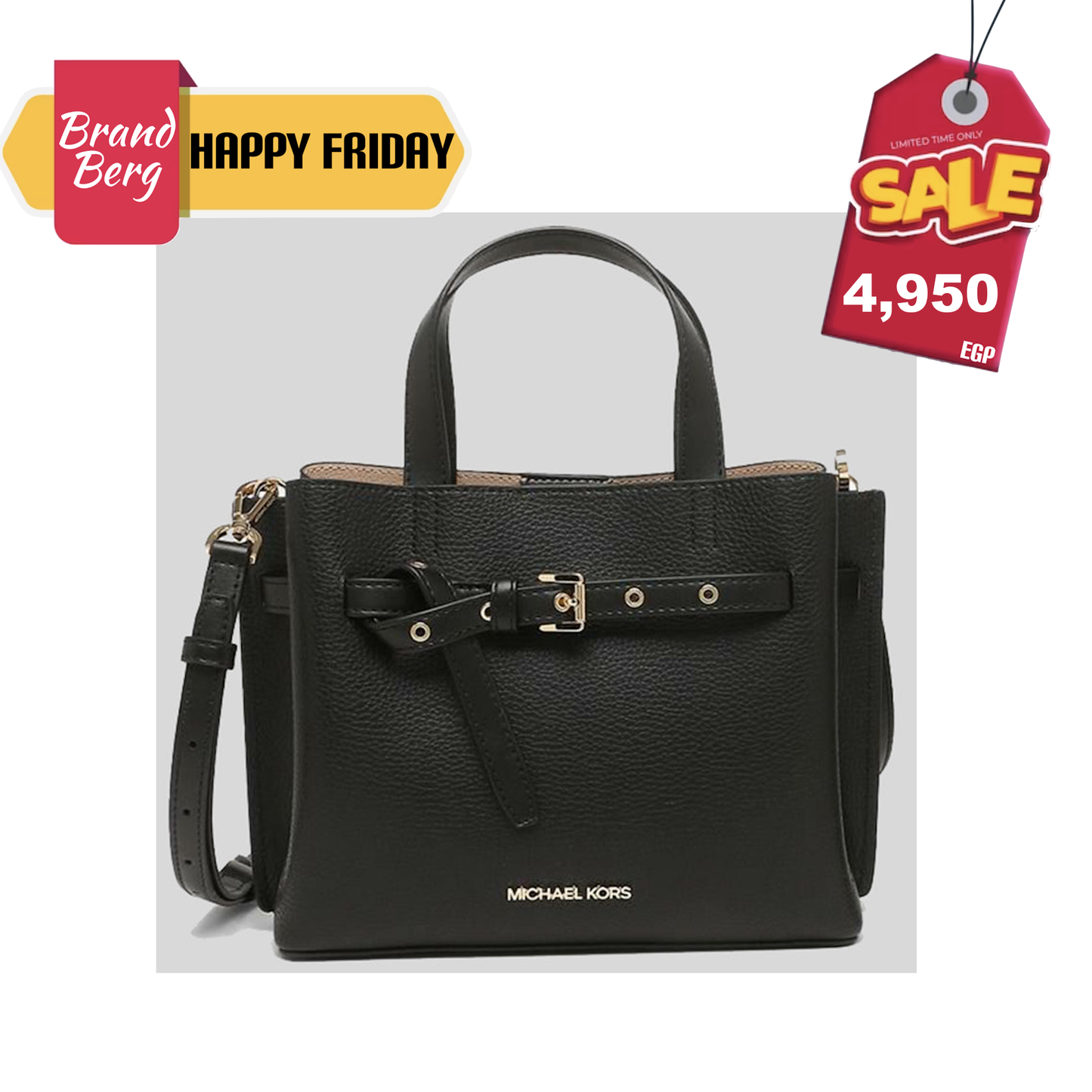 M.I.C.H.A.E.L K.O.R.S Emilia Small Pebbled Leather Satchel Bag for Shoulder/Crossbody Wear