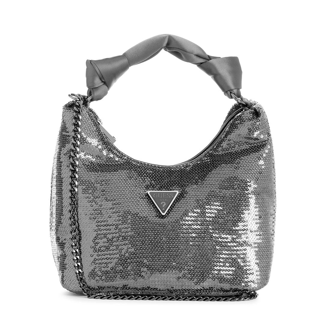 G.U.E.S.S Pewter Velina Sequin Hobo Bag