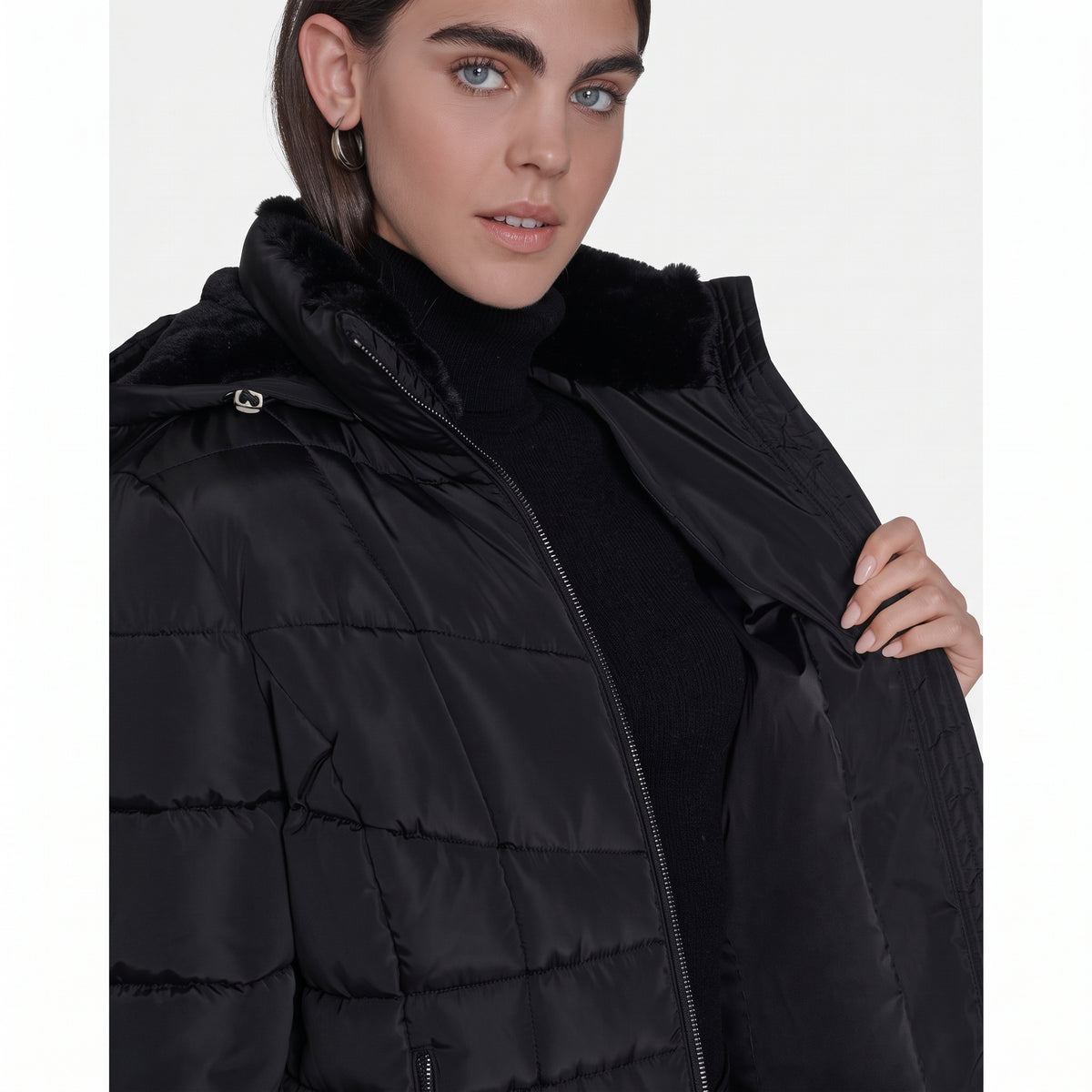 C.a.l.v.i.n K.l.e.i.n Women's Stand Collar Lined Puffer Jacket