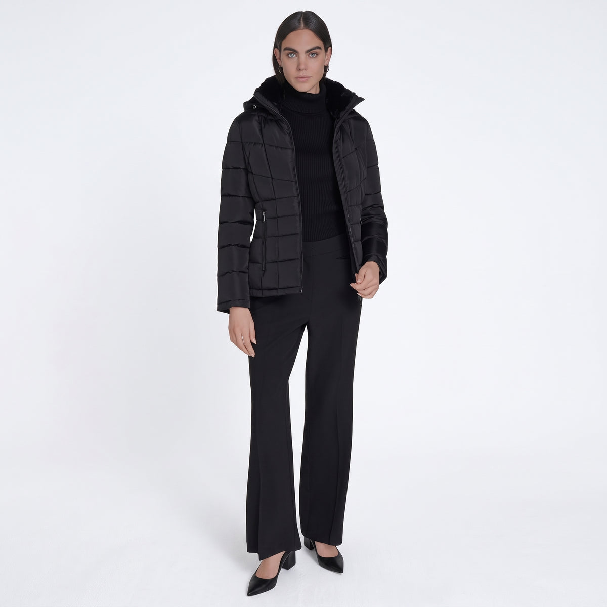 C.a.l.v.i.n K.l.e.i.n Women's Stand Collar Lined Puffer Jacket
