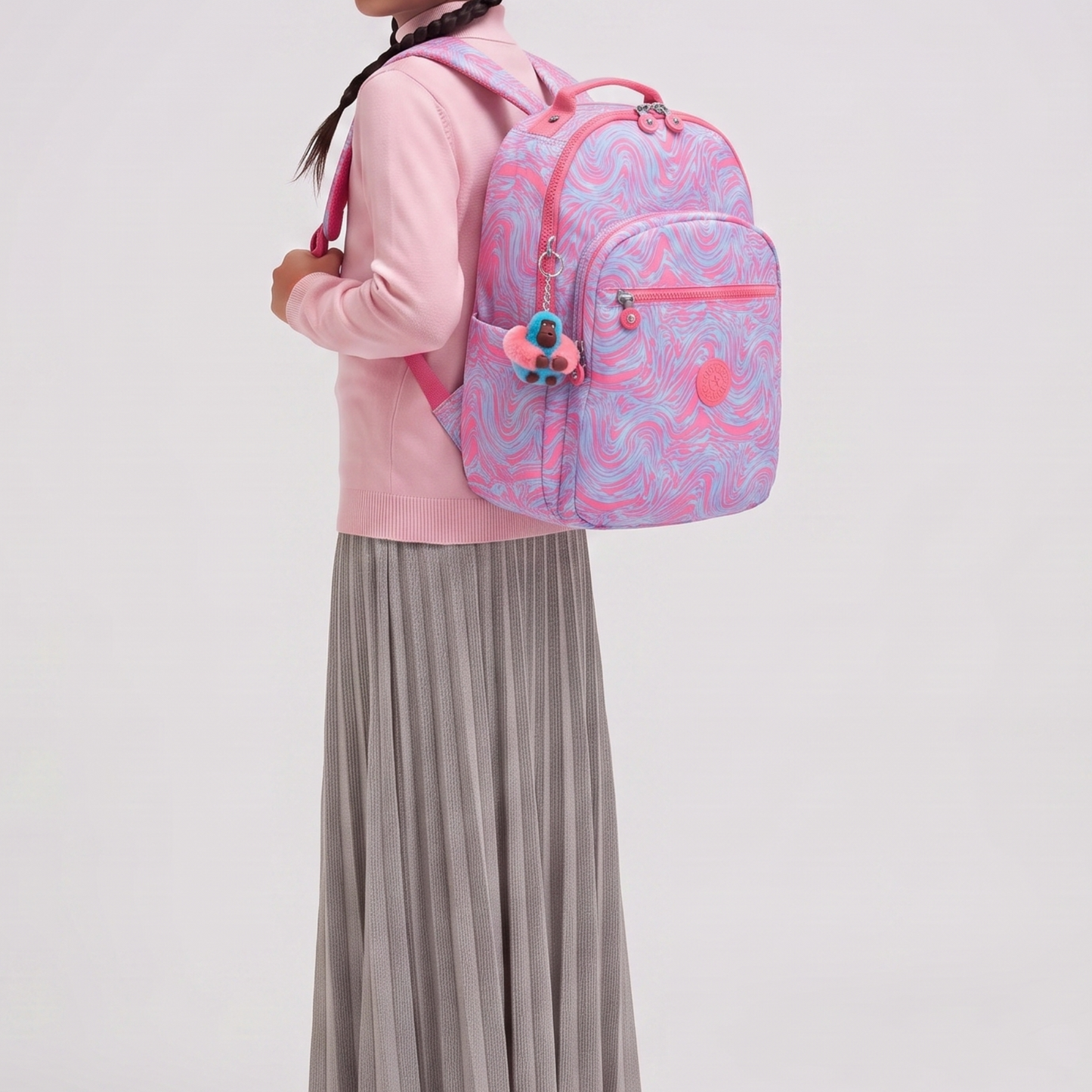 K.I.P.L.I.N.G Laptop KI5210 WAVY PINK BLUE School Backpack