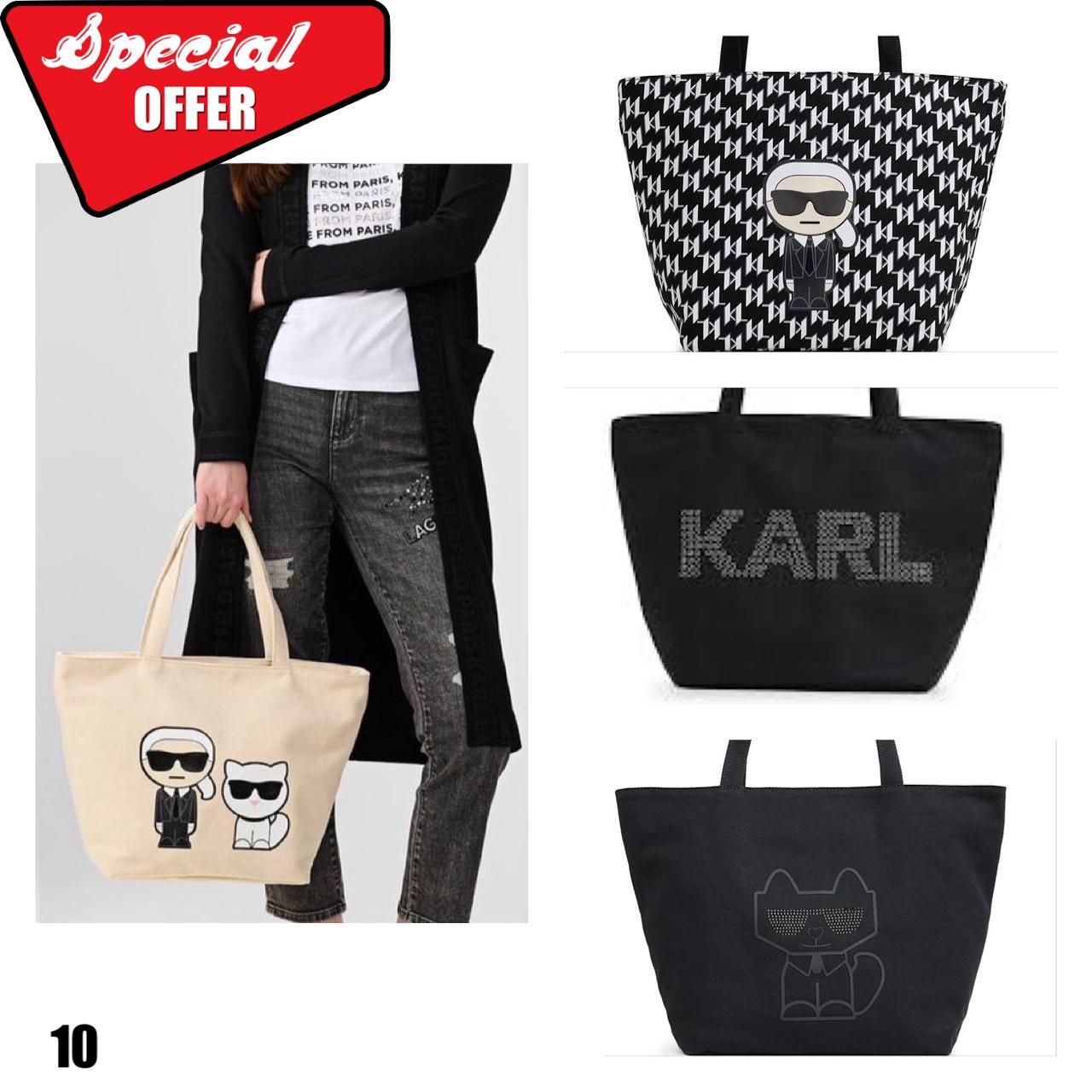 K.A.R.L L.A.G.E.R.F.E.L.D CANNES CANVAS TOTE BAG