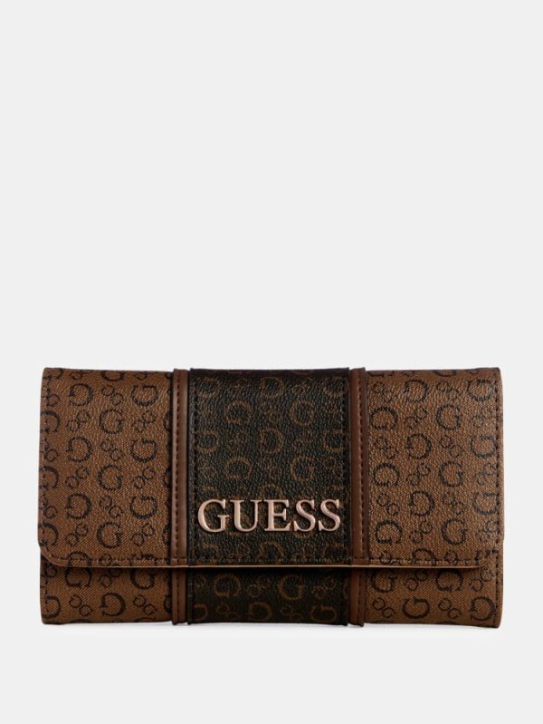 G.U.E.S.S Factory Ange Slim Clutch Wallet Cocoa Clutch