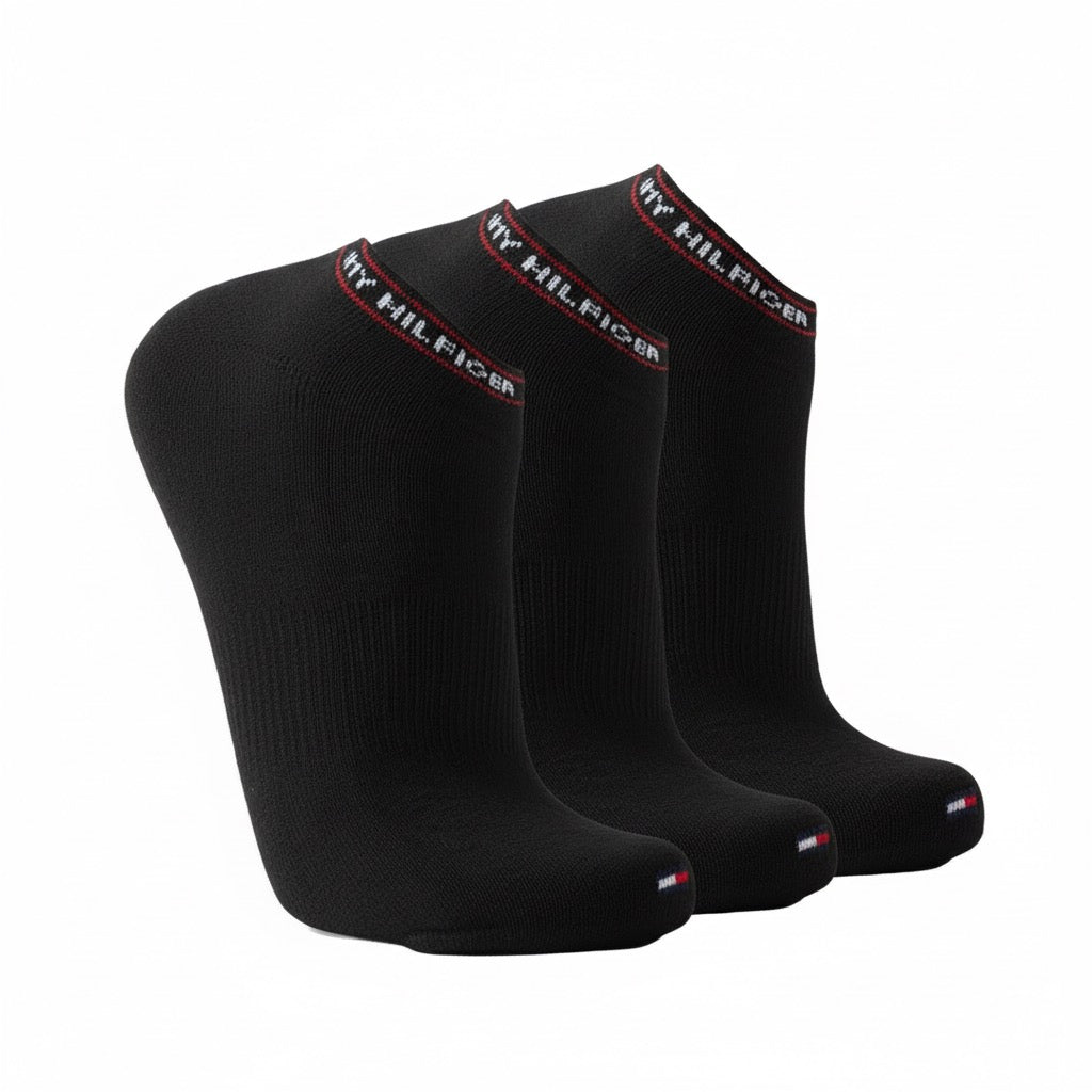 T.o.m.m.y H.i.l.f.i.g.e.r Cotton Cushion Quarter Cut Socks Pack of 3 Black