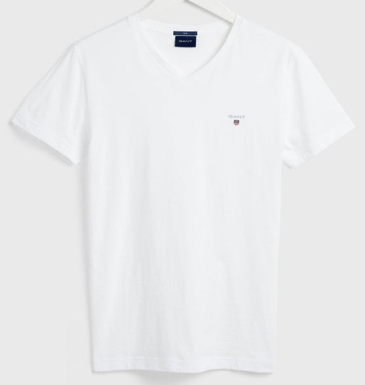G.a.N_T White Original Slim Fit V-Neck T-Shirt