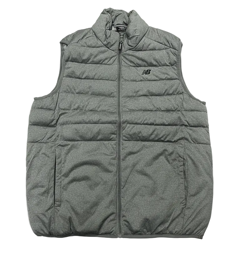 New Balance Black Puffer Tech Vest Quilted Comfort Gray Puffer Full Zip with Pockets