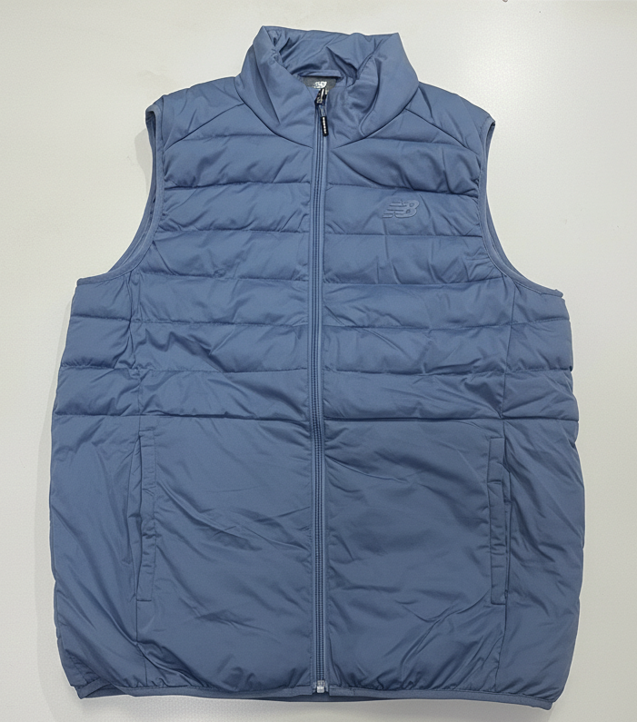 New Balance Black Puffer Tech Vest Quilted Comfort Light Blue Puffer Full Zip with Pockets