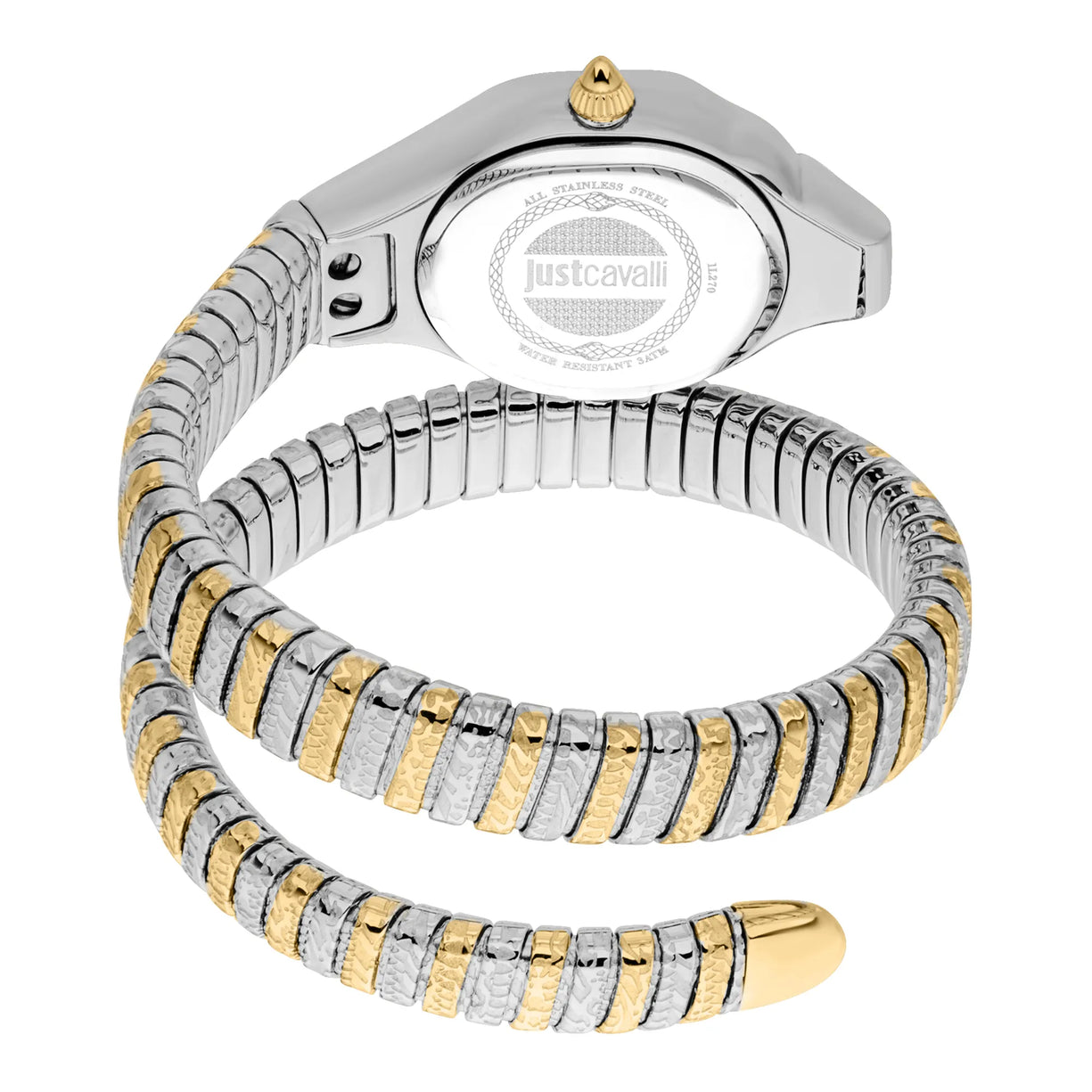 J.U.S.T C.A.V.A.L.L.I Women Stainless Steel Signature Snake Analog