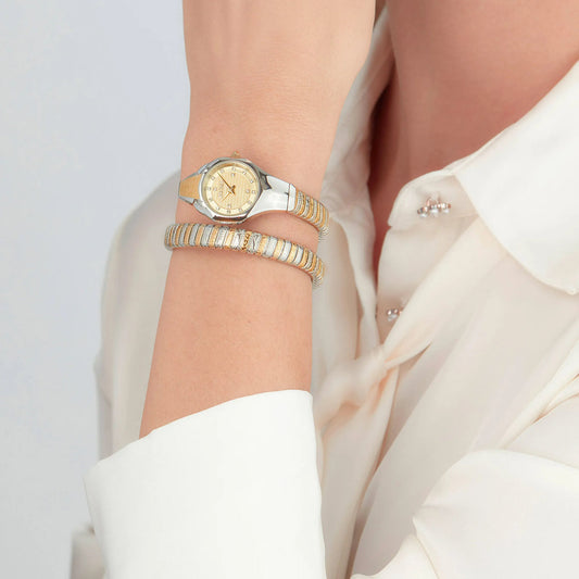 J.U.S.T C.A.V.A.L.L.I Women Stainless Steel Signature Snake Analog