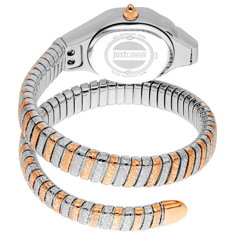 J.U.S.T C.A.V.A.L.L.I Women Stainless Steel Signature Snake Analog