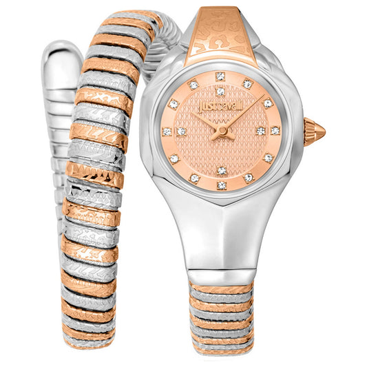 JUST CAVALLI Women Stainless Steel Signature Snake Analog ROSE GOLD