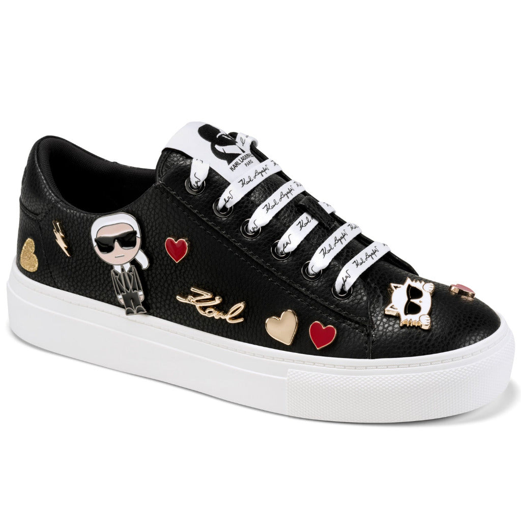 K.A.R.L L.A.G.E.R.F.E.L.D CATE LEATHER EMOJI PIN SNEAKER