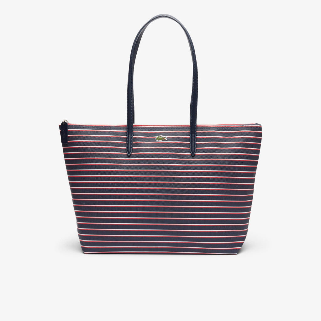 L.A.C.O.S.T.E L.12.12 Women's Large Striped Tote Bag, Size L, Grenadine Navy Stripes