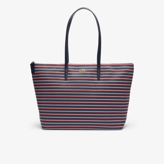 L.A.C.O.S.T.E L.12.12 Women's Large Striped Tote Bag, Size L, Grenadine Navy Stripes
