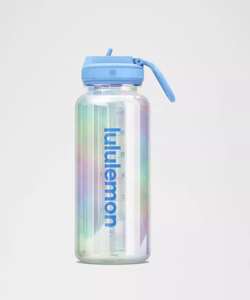 LULULEMON  Back To Life Clear Bottle 32oz Straw Lid Iridescent