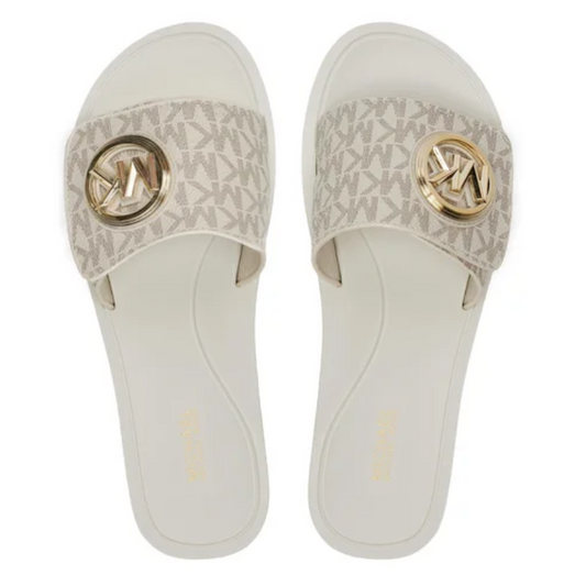 MICHAEL KORS Signature Logo Slide Sandal VANILLA.