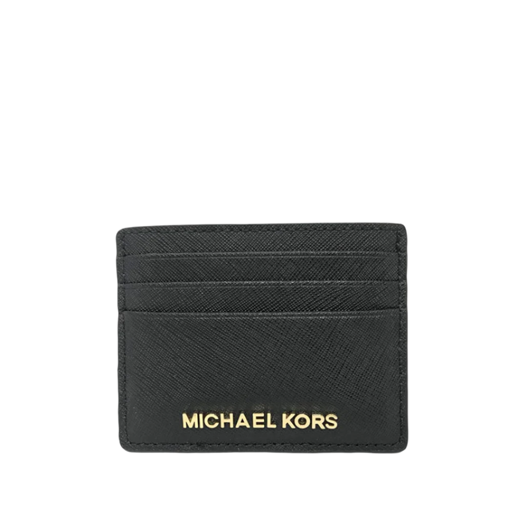 M.I.C.H.A.E.L K.O.R.S Jet Set Travel Large Leather Men's Card & ID Case in Black