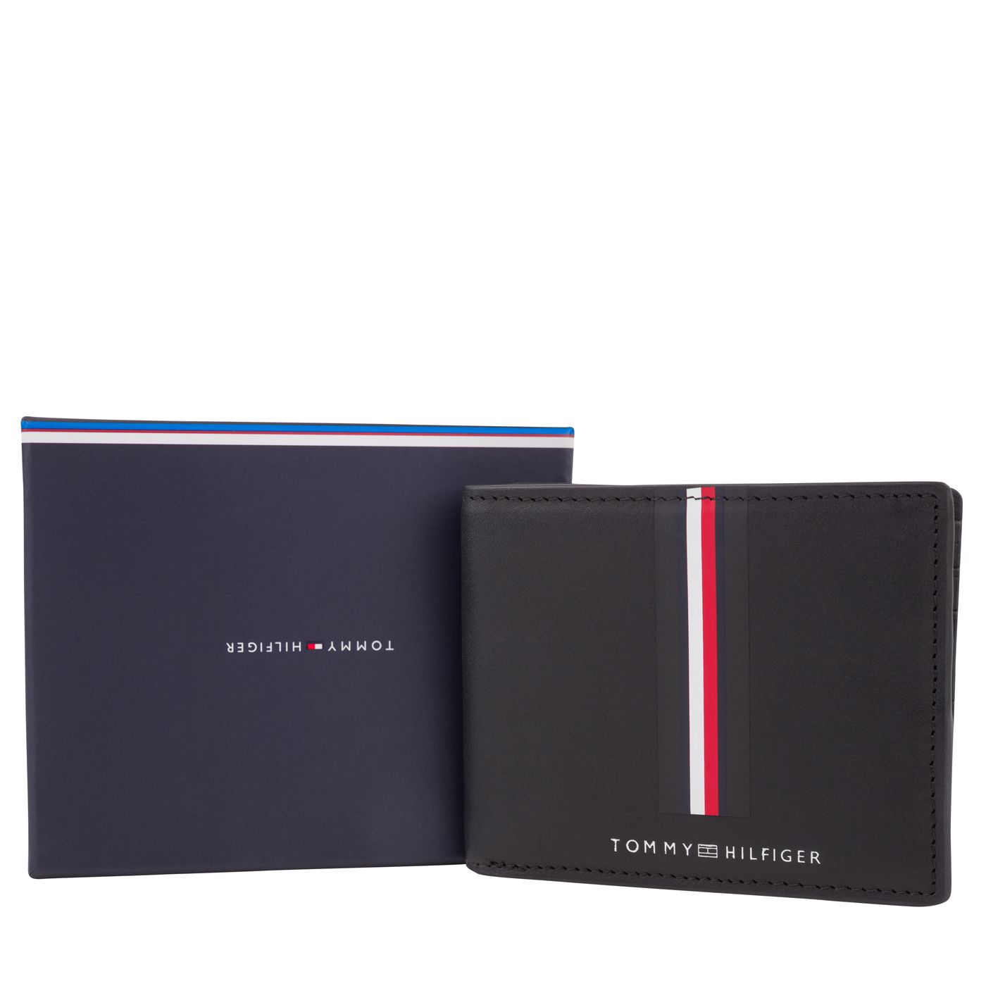 T.O.M.M.Y. H.I.L.F.I.G.E.R. Black Commuter Small Leather Wallet