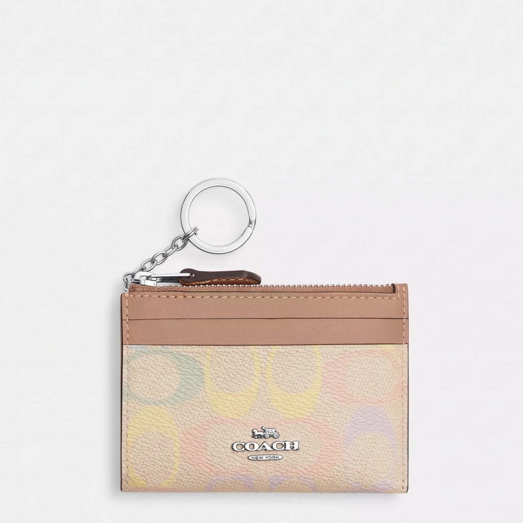 C.O.A.C.H Mini Skinny Id Case In Rainbow Signature Canvas