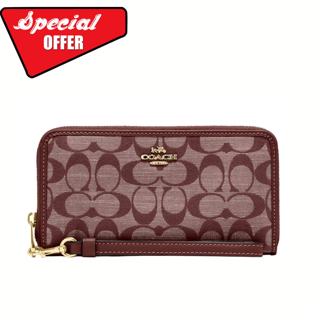 C.O.A.C.H Long Zip Around Wallet In Signature Chambray Wristlet