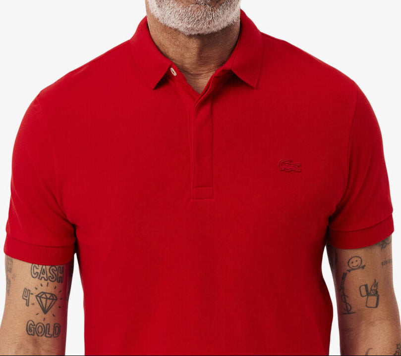 L.a.C.O.S-T.E. Classic Fit Paris Stretch Pique Polo Shirt Red