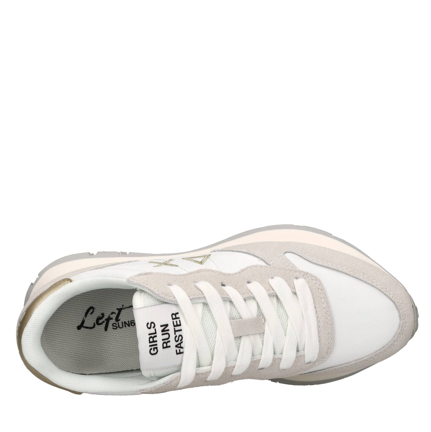 S.U.N68 Ally Gold Silver Suede and Nylon Sneaker