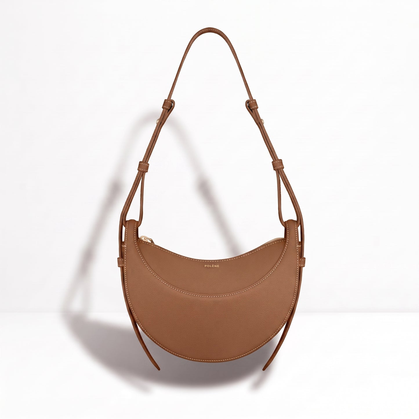 POLENE CNUMERO DIX CROSSBODY BAG Textured CAMEL