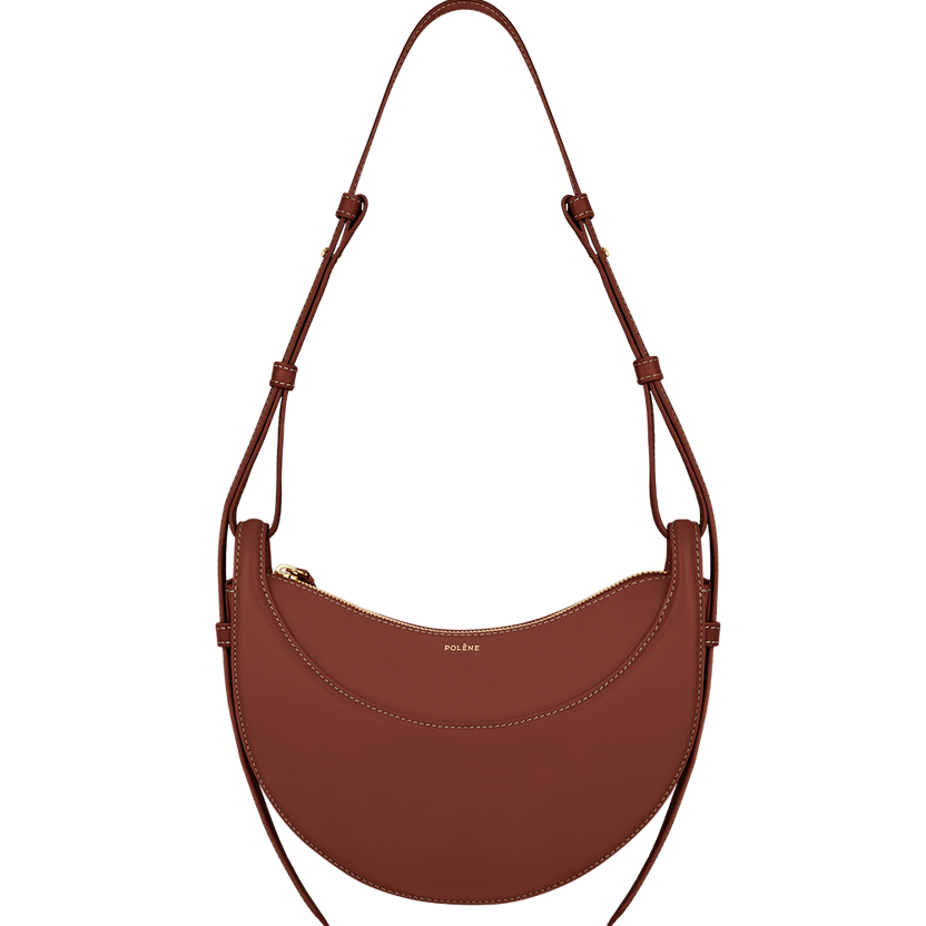 POLENE CNUMERO DIX CROSSBODY BAG Textured Smooth Cognac