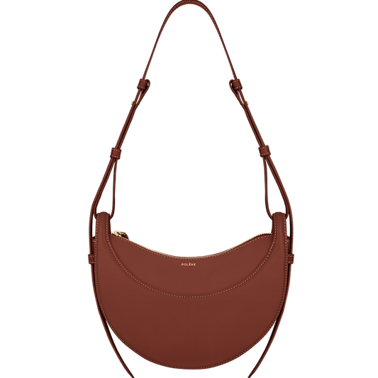 POLENE CNUMERO DIX CROSSBODY BAG Textured Smooth Cognac