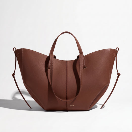POLENE Cyme Shoulder BAG Textured COGNAC